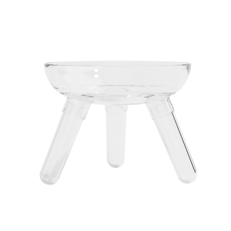 Pet Feeding Bowl Anti Knock Transparent Glass Water And Food Bowl