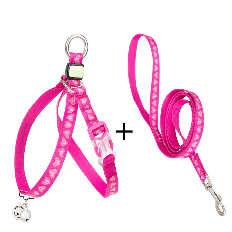 Pet Chest Strap Vest Leash With Bell For Small Pets