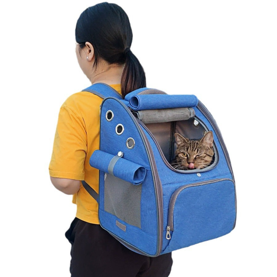 Foldable Breathable Backpack-style Pet Carrier Travel Bag