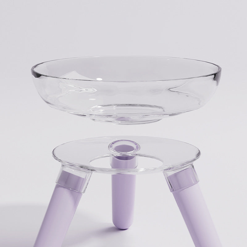 Pet Feeding Bowl Anti Knock Transparent Glass Water And Food Bowl