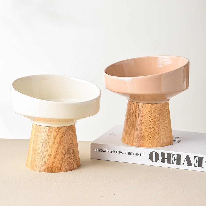 Pet Ceramic Elevated Food And Water Bowl Feeding Dish Plate