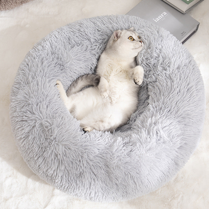 Pet Round Cotton Winter Warm Sleeping Bed Kennel Set
