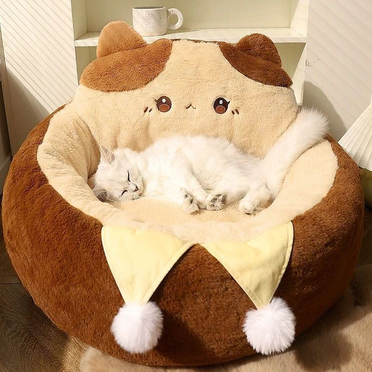 Pet Sofa Style Round Warm Sleeping Cushion Bed Nest