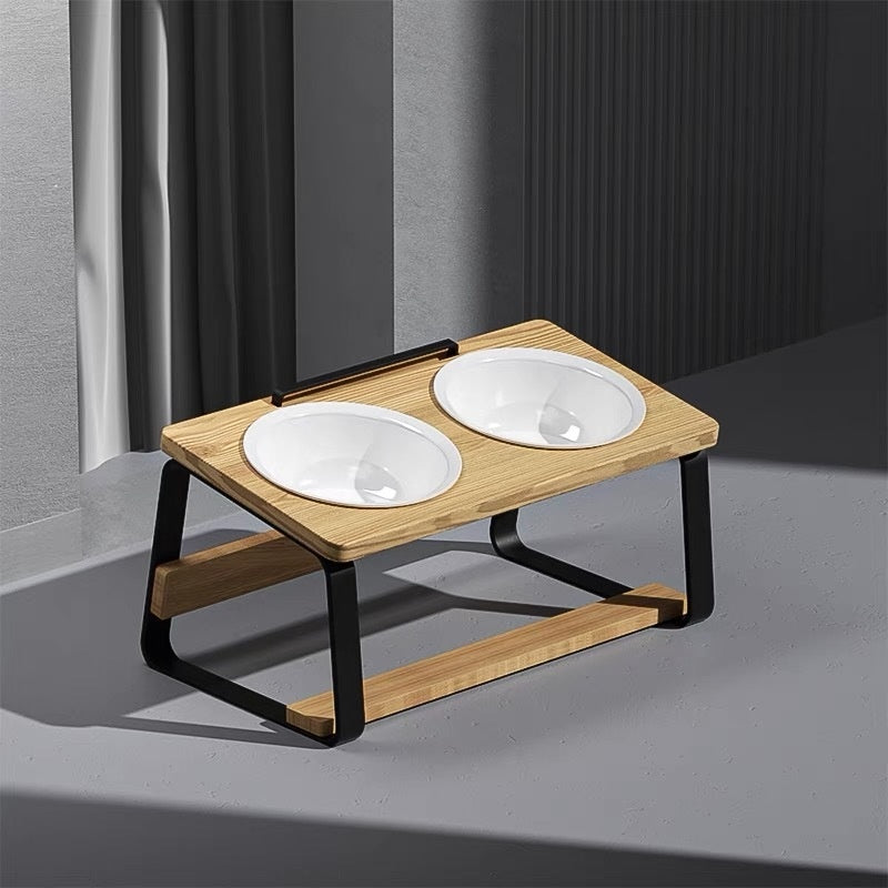 Pet Ceramic Double Bowl Water And Food Holder Ergonomic Stand