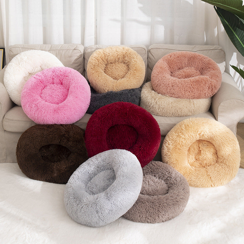 Pet Round Cotton Winter Warm Sleeping Bed Kennel Set
