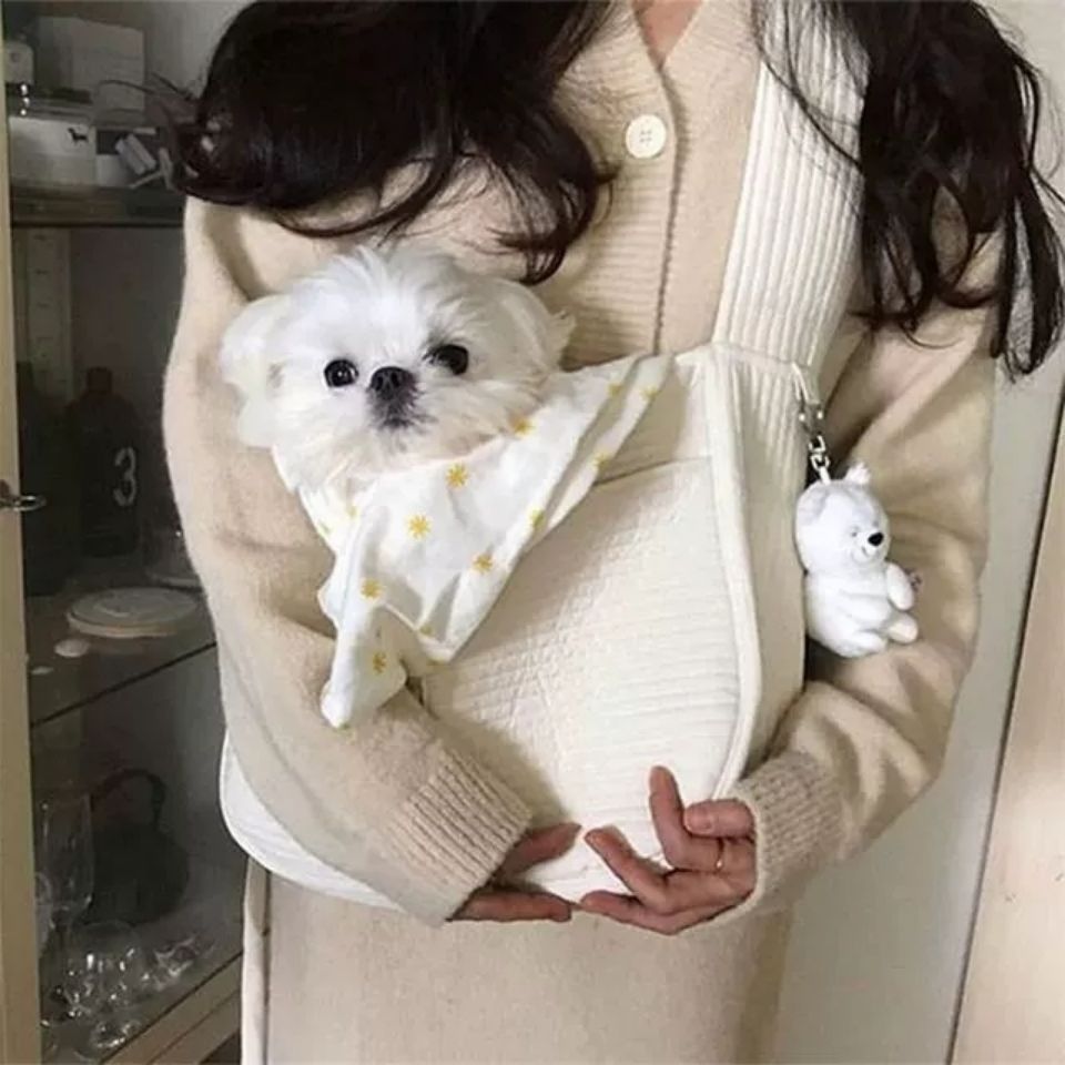 Handmade Canvas Shoulder Tote Bag Pet Carrier Travel Bag