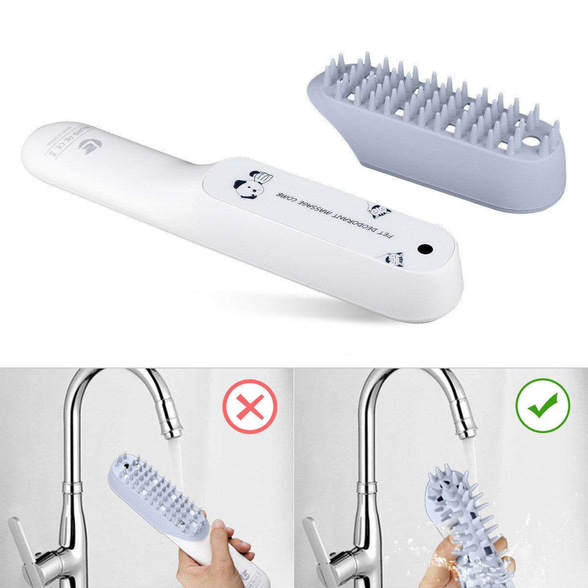 Pet Silicone Massage Brush Deodorizing Grooming Cleaning Comb Tool