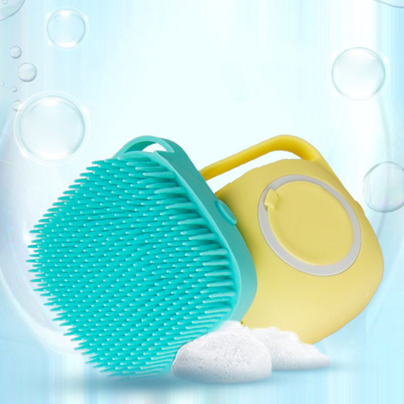 Pet Silicone Bristle Bath Brush Shampoo Dispenser Grooming Tool
