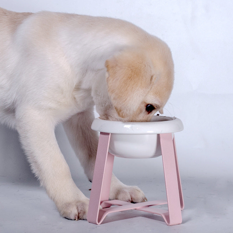 Pet Feeding Bowl Creative Anti-Slip With Iron Stand 2 In 1 Food And Water Feeder