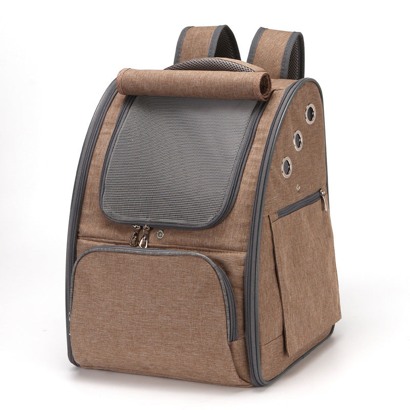 Foldable Breathable Backpack-style Pet Carrier Travel Bag