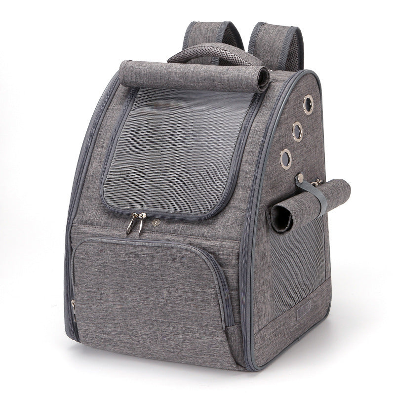 Foldable Breathable Backpack-style Pet Carrier Travel Bag