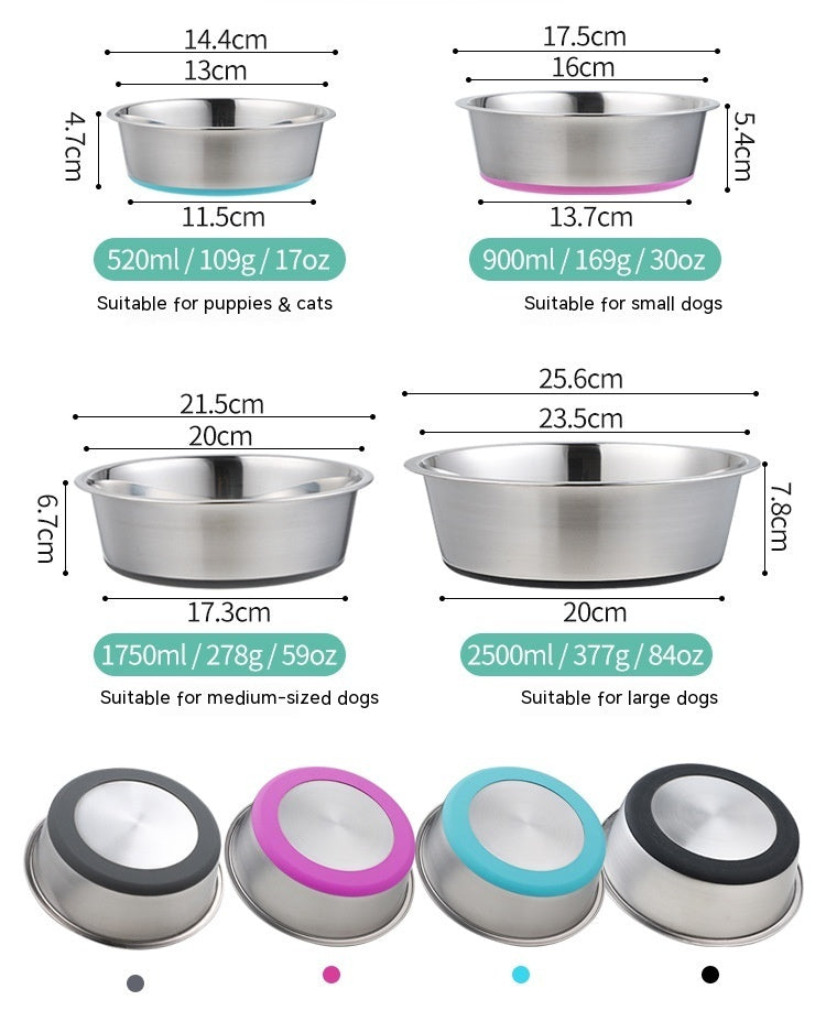 Pet Feeding Bowl Silicone Stainless Steel Food And Water Bowl