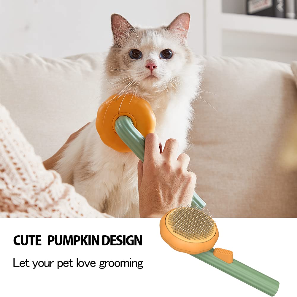 Pet Pumpkin Self Cleaning Slicker Grooming Brush Hair Removal Tool
