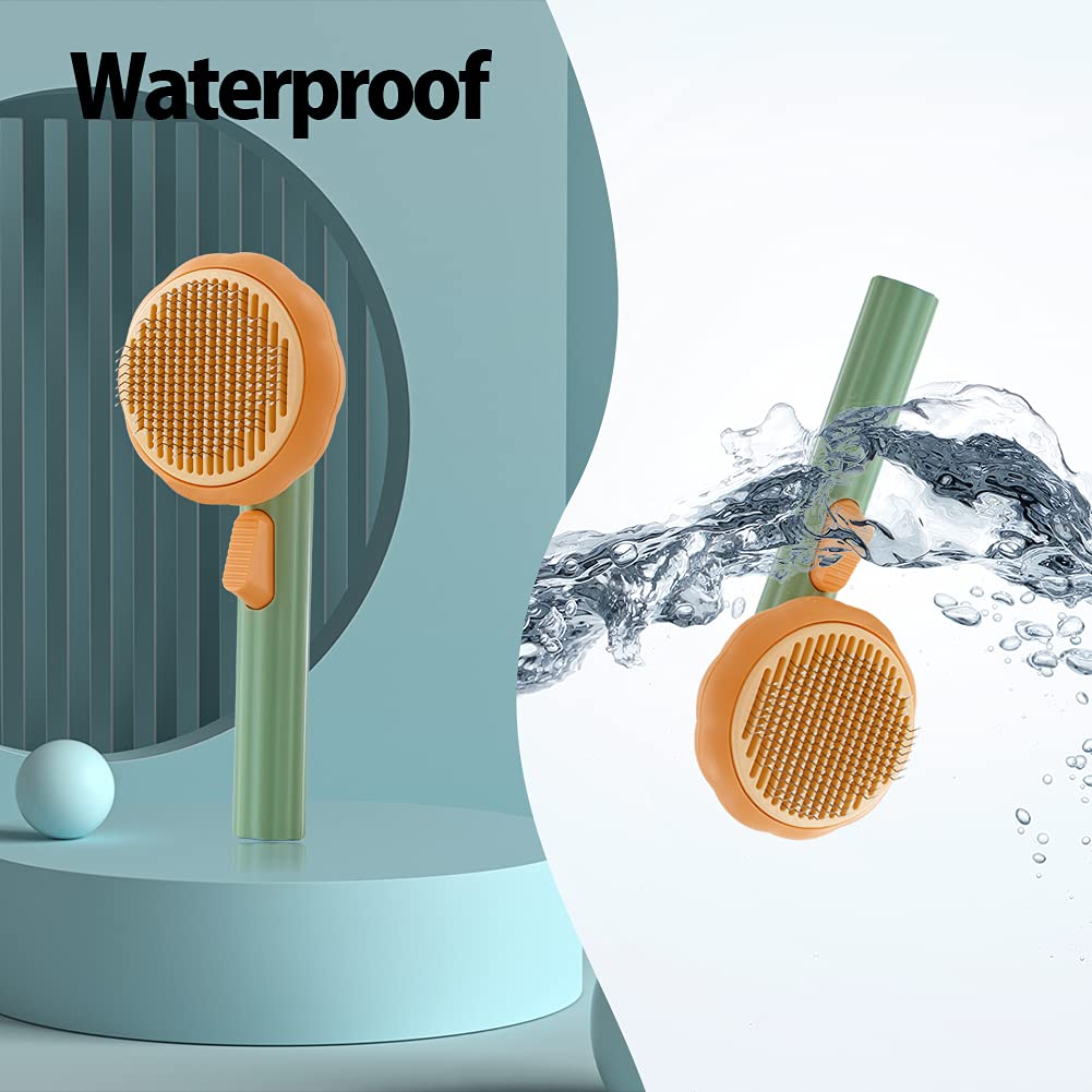 Pet Pumpkin Self Cleaning Slicker Grooming Brush Hair Removal Tool