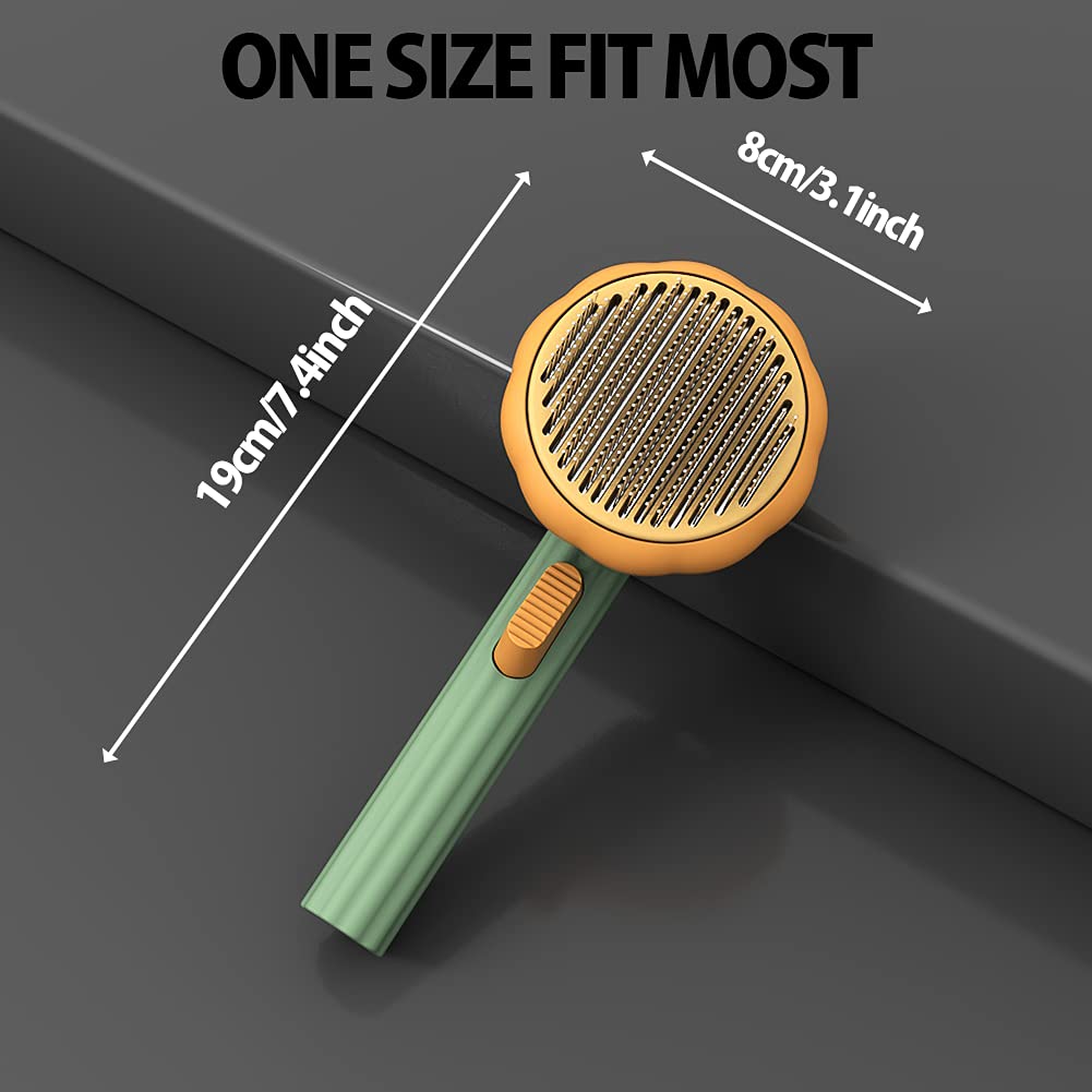 Pet Pumpkin Self Cleaning Slicker Grooming Brush Hair Removal Tool