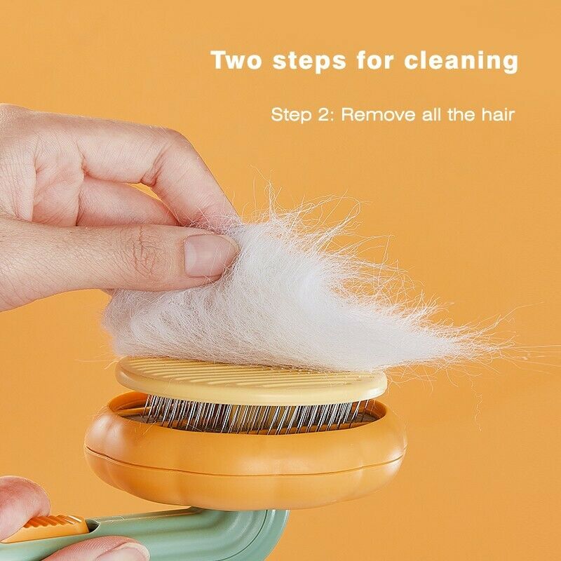 Pet Pumpkin Self Cleaning Slicker Grooming Brush Hair Removal Tool