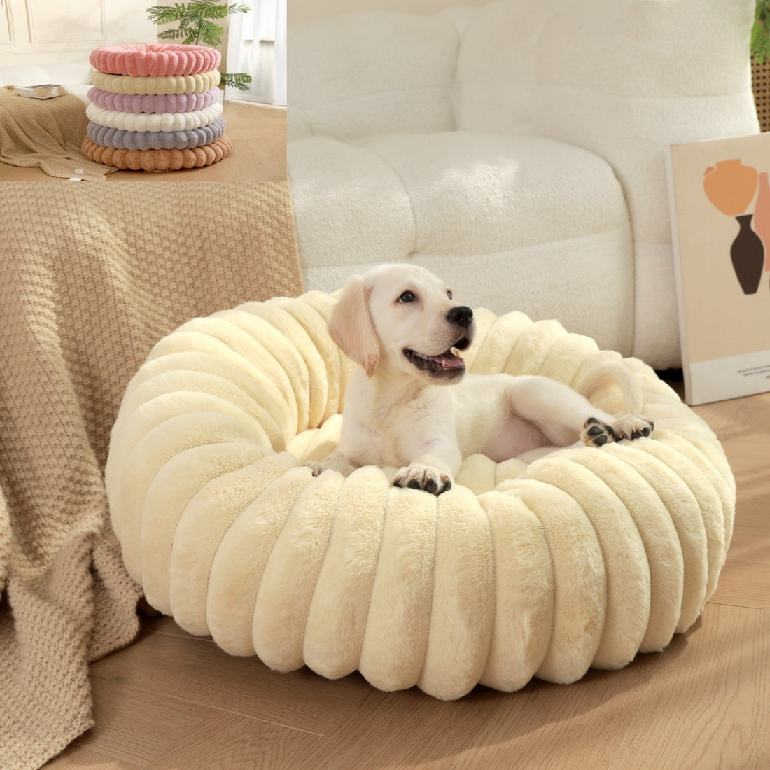 Pet Plush Winter Warm Round Nest Bed Kennel Mat