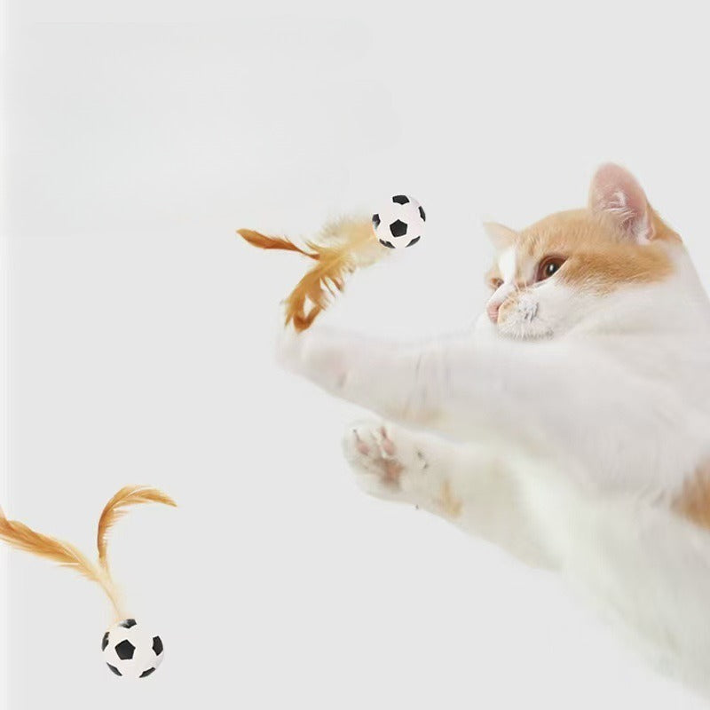 Pet Self Entertainment Feather Bouncy Ball Interactive Toy Set