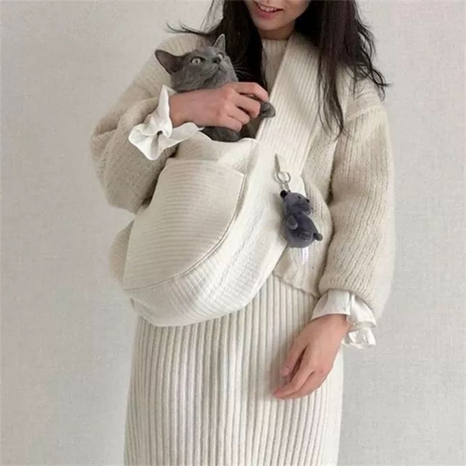 Handmade Canvas Shoulder Tote Bag Pet Carrier Travel Bag