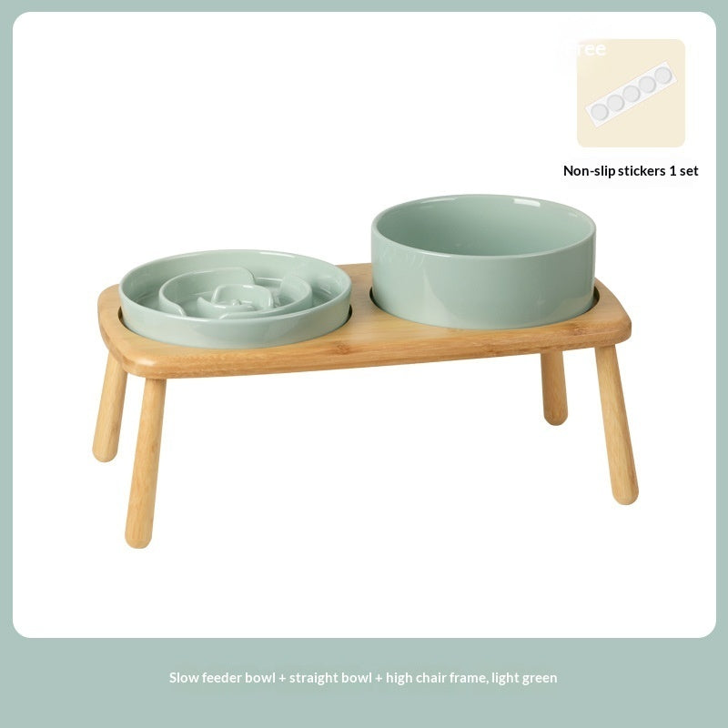 Pet Ceramic Slow Feeding Anti Choking Tip Proof Feeder Bowl