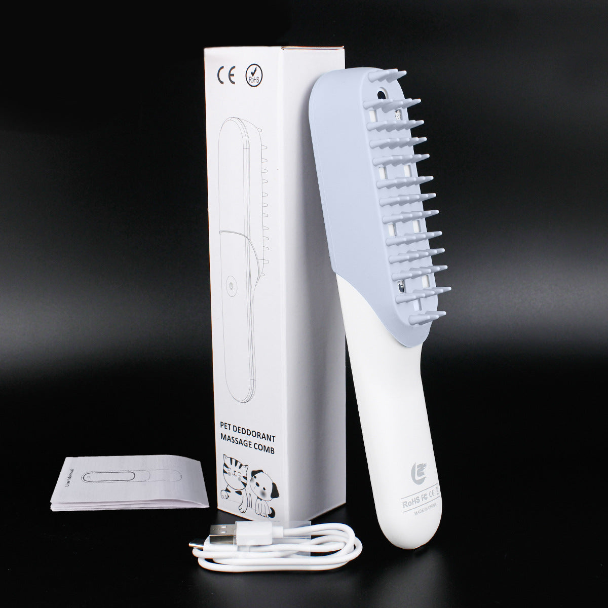 Pet Silicone Massage Brush Deodorizing Grooming Cleaning Comb Tool