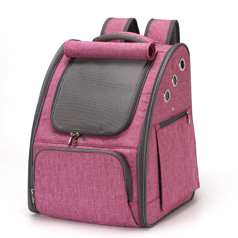 Foldable Breathable Backpack-style Pet Carrier Travel Bag