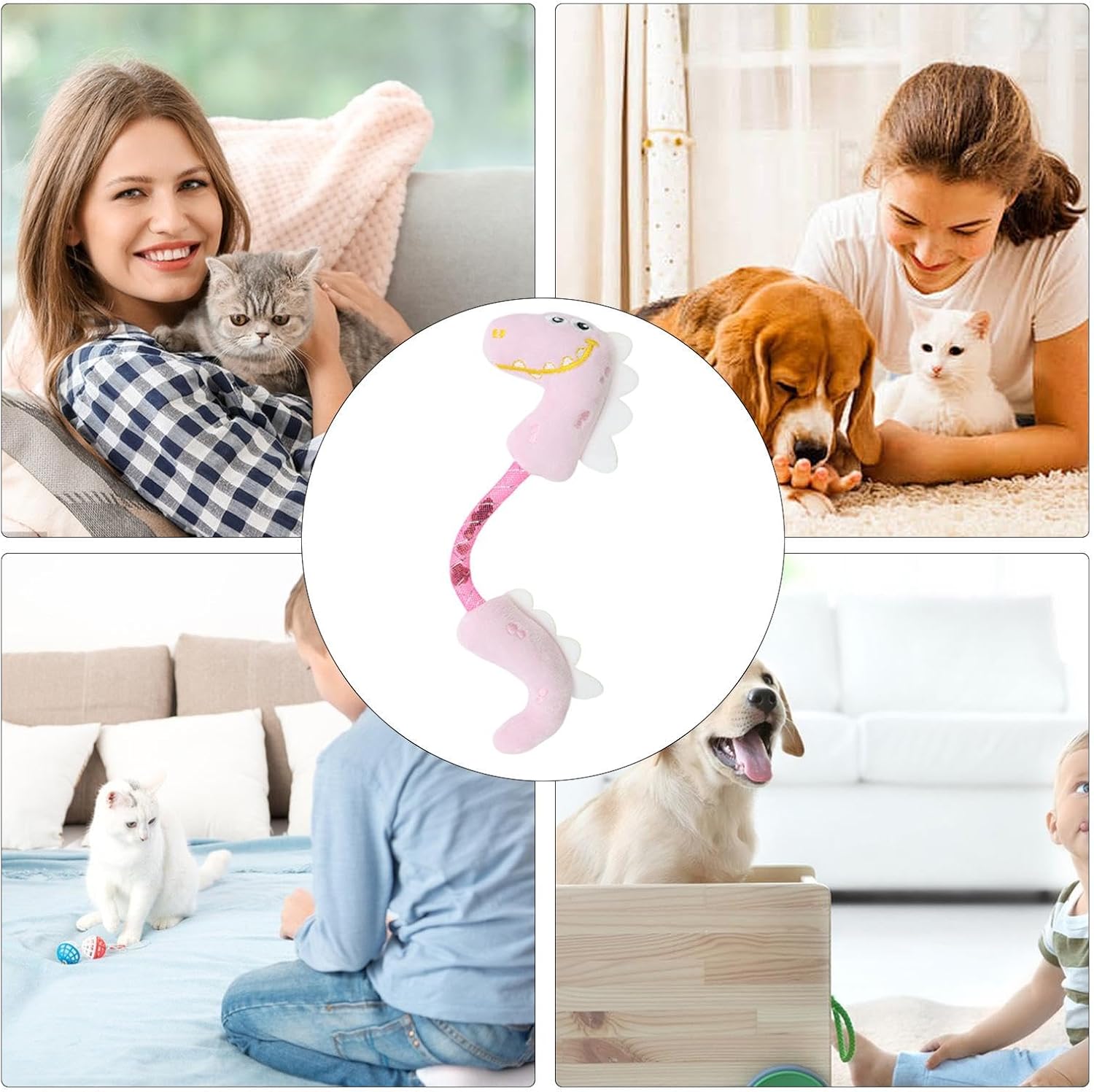 Pet Chew Rope Teeth Cleaning Catnip Spring Kicker Toy Set