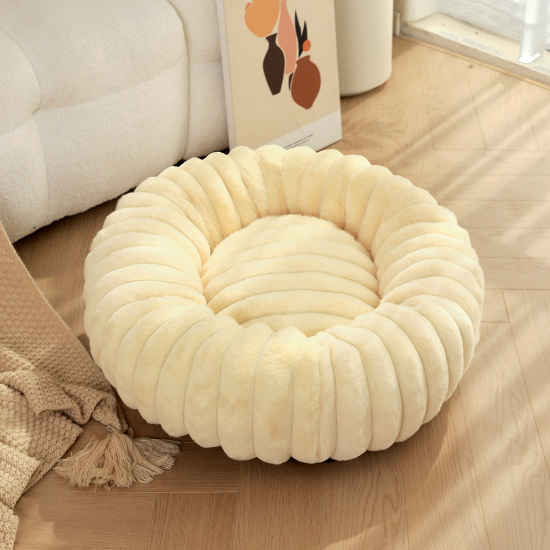 Pet Plush Winter Warm Round Nest Bed Kennel Mat