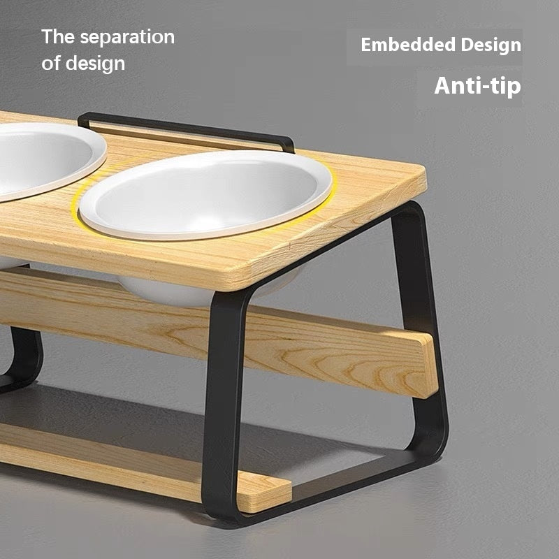 Pet Ceramic Double Bowl Water And Food Holder Ergonomic Stand