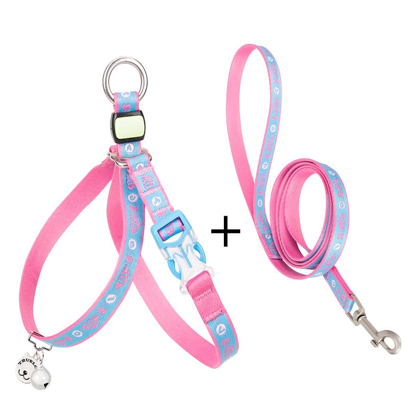 Pet Chest Strap Vest Leash With Bell For Small Pets