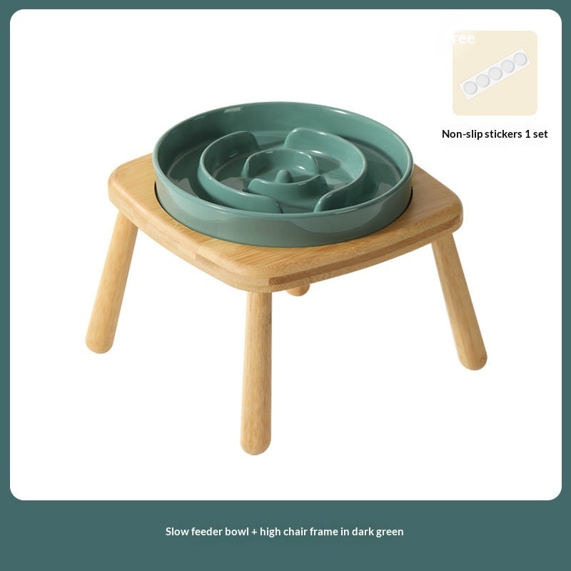 Pet Ceramic Slow Feeding Anti Choking Tip Proof Feeder Bowl