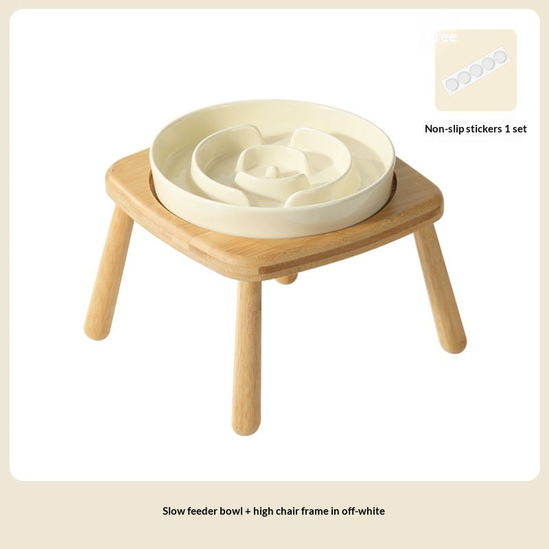 Pet Ceramic Slow Feeding Anti Choking Tip Proof Feeder Bowl