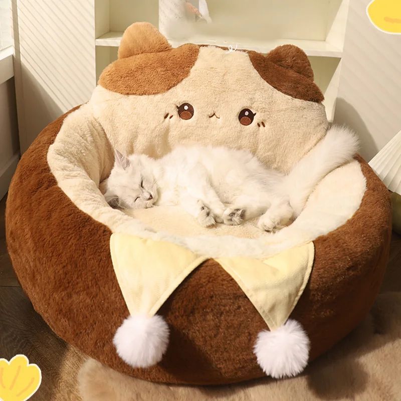 Pet Sofa Style Round Warm Sleeping Cushion Bed Nest