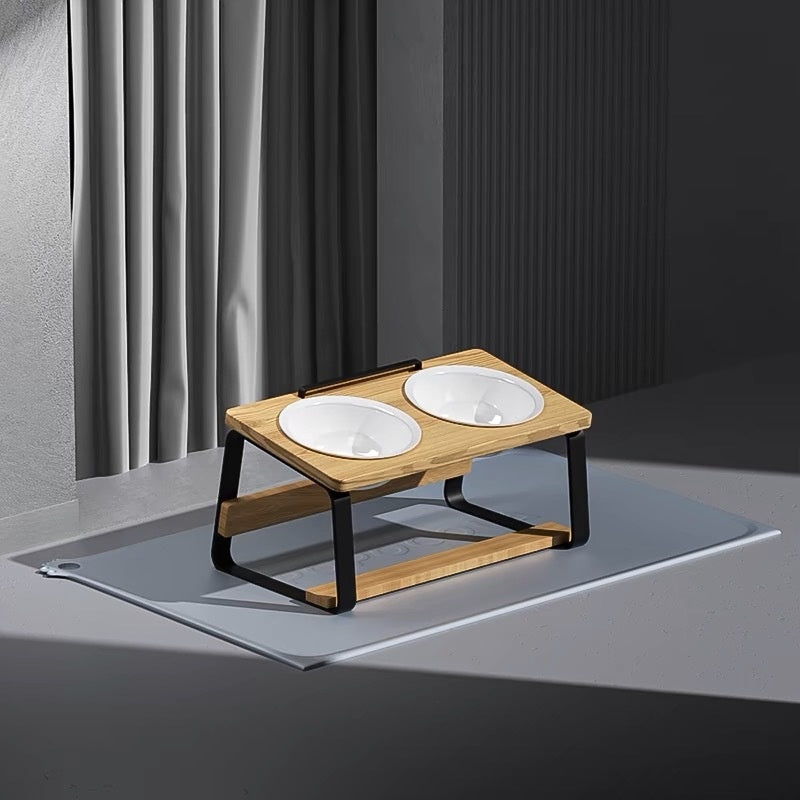 Pet Ceramic Double Bowl Water And Food Holder Ergonomic Stand