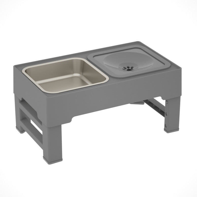 Pet Double Bowl Stainless Stand Adjustable Height Elevated Feeder