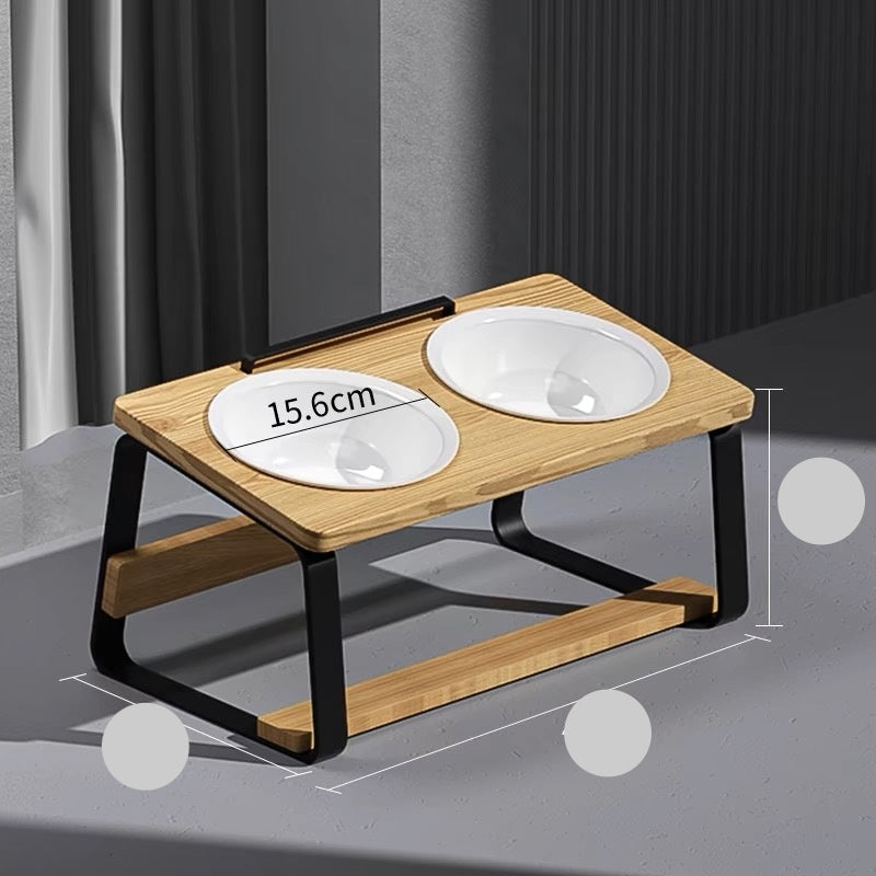 Pet Ceramic Double Bowl Water And Food Holder Ergonomic Stand