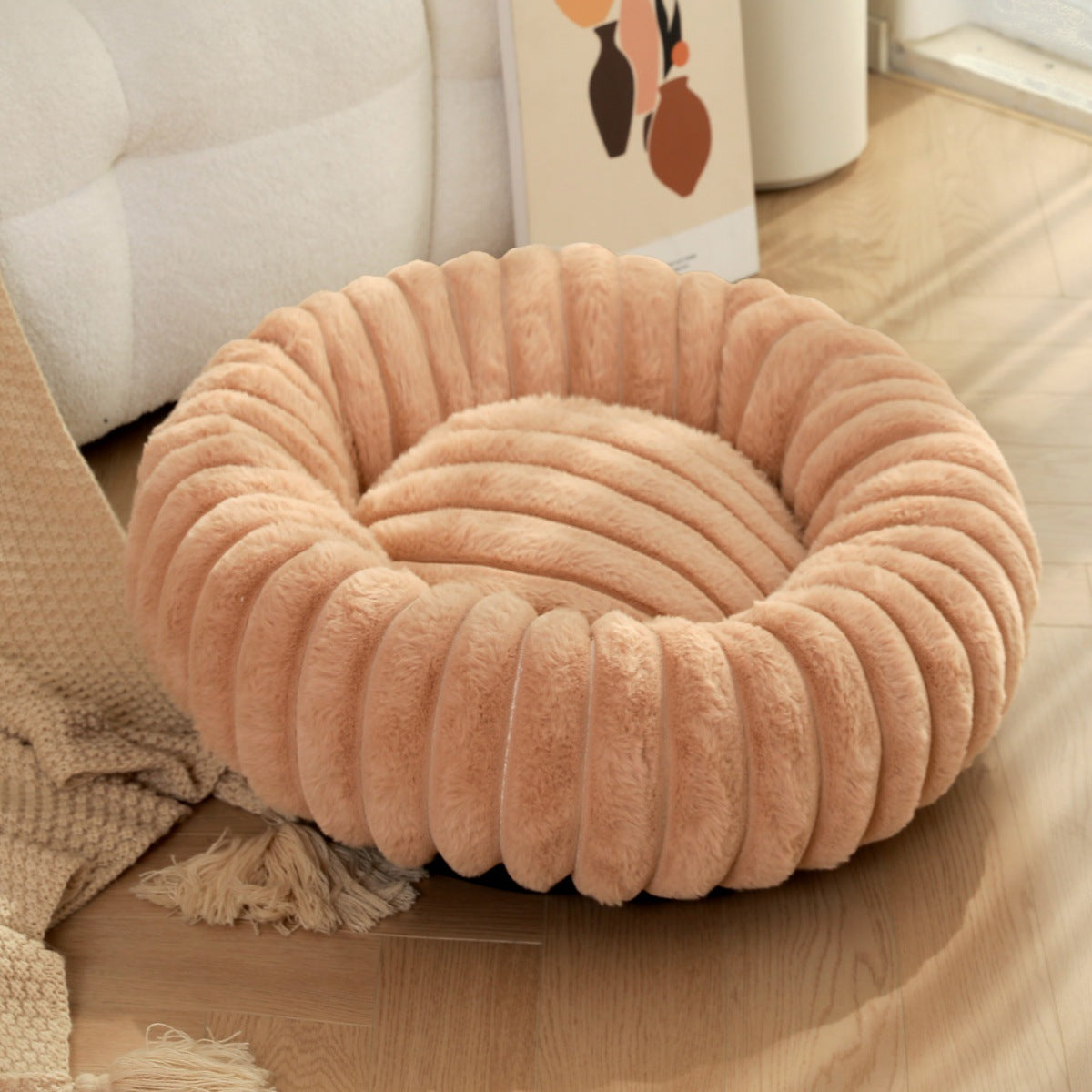 Pet Plush Winter Warm Round Nest Bed Kennel Mat