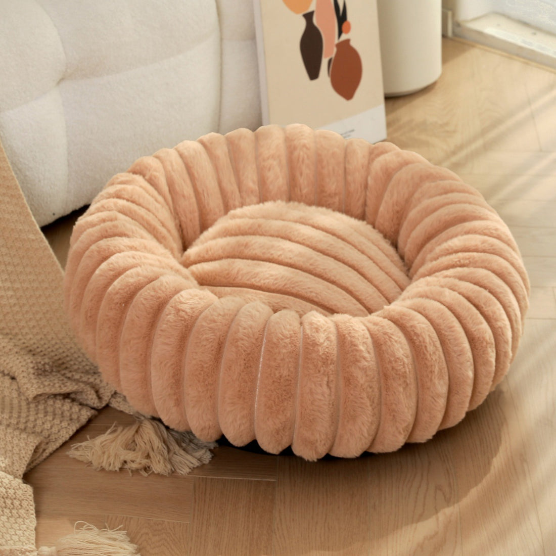 Pet Plush Winter Warm Round Nest Bed Kennel Mat