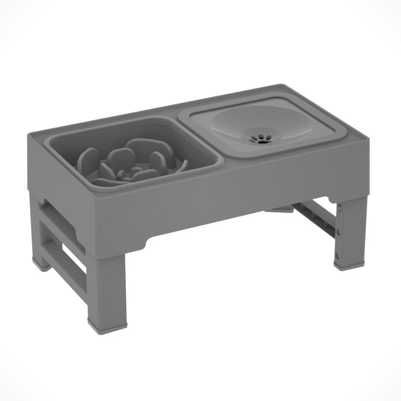 Pet Double Bowl Stainless Stand Adjustable Height Elevated Feeder