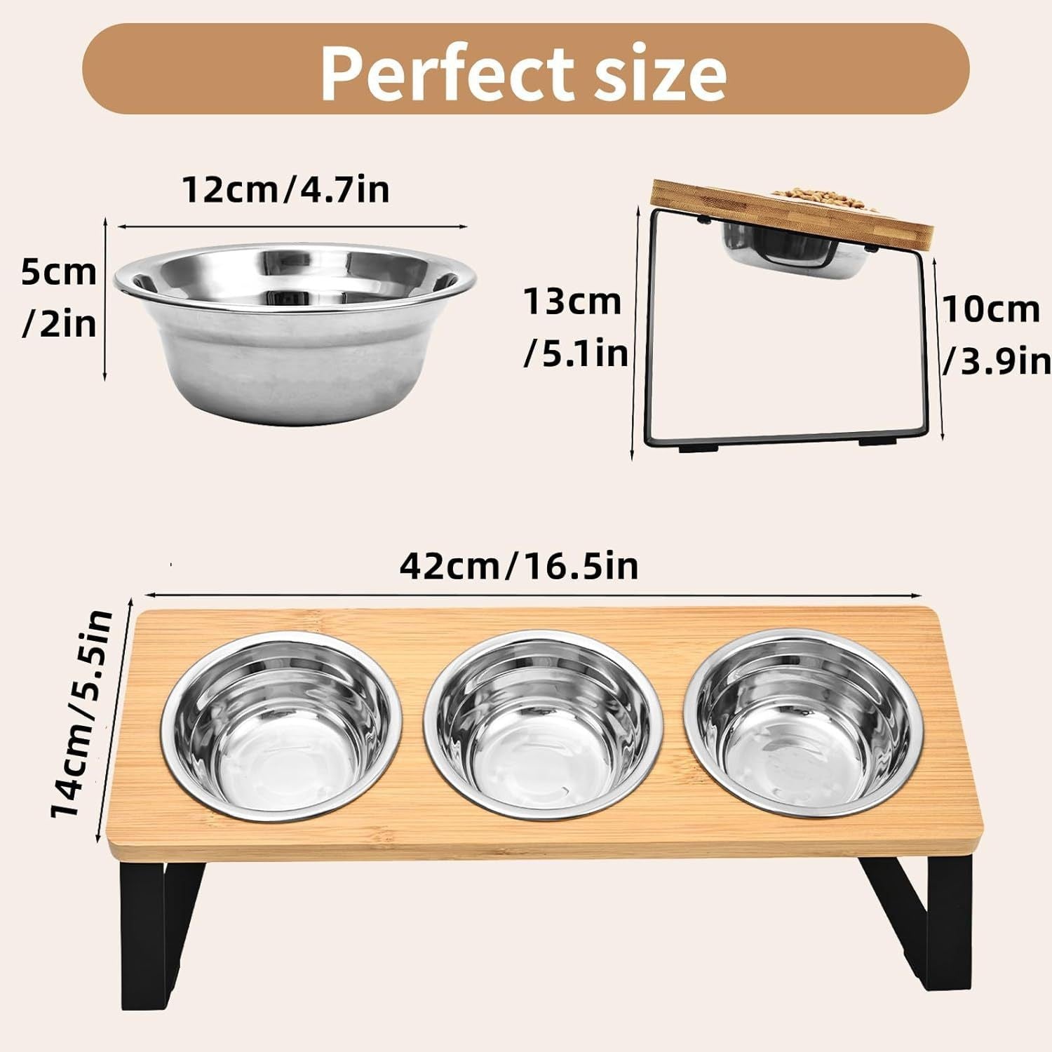 Pet Feeding Rack Iron Wood Combined Bowl Stand