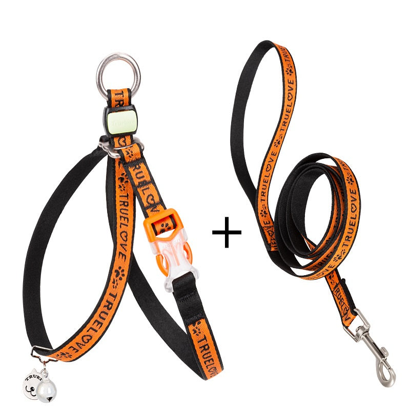Pet Chest Strap Vest Leash With Bell For Small Pets