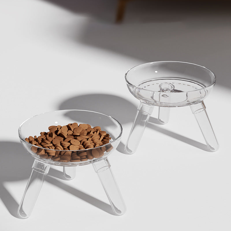 Pet Feeding Bowl Anti Knock Transparent Glass Water And Food Bowl