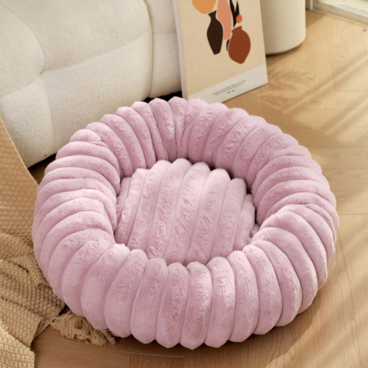 Pet Plush Winter Warm Round Nest Bed Kennel Mat