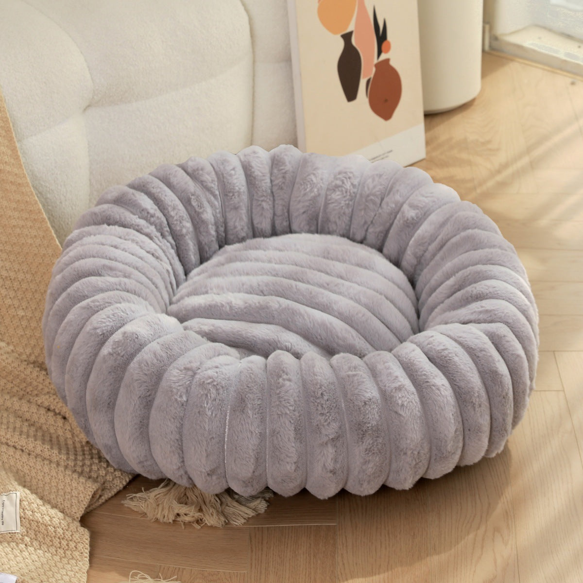 Pet Plush Winter Warm Round Nest Bed Kennel Mat