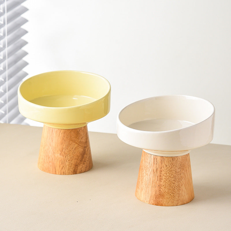 Pet Ceramic Elevated Food And Water Bowl Feeding Dish Plate