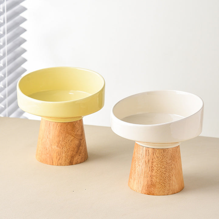 Pet Ceramic Elevated Food And Water Bowl Feeding Dish Plate