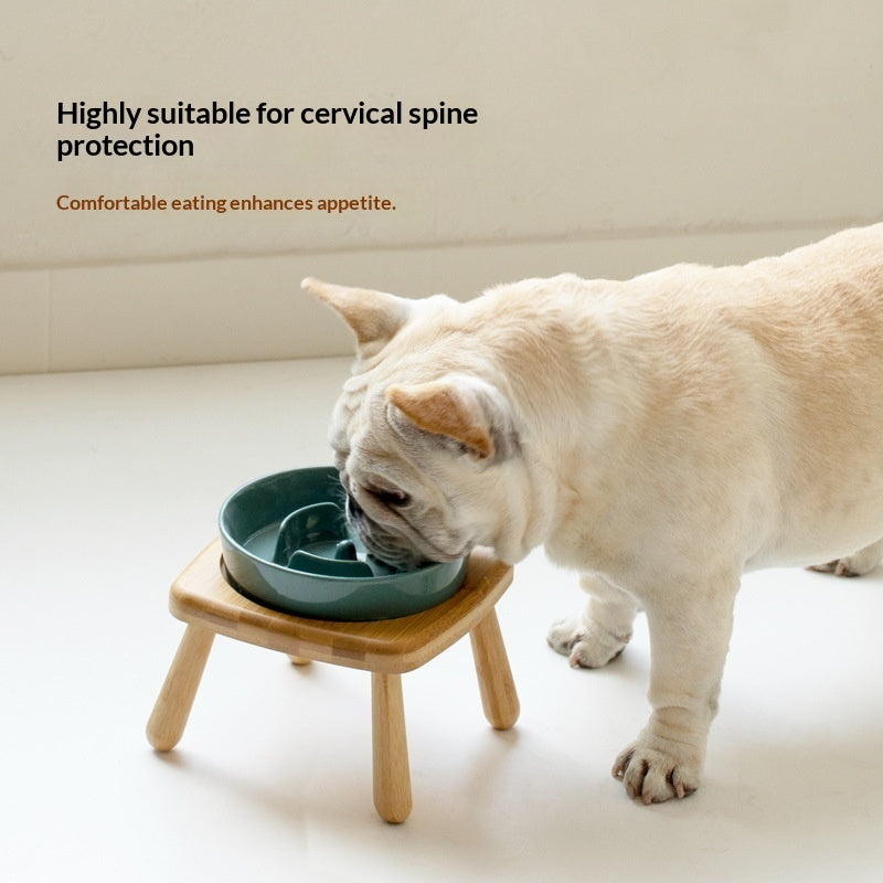 Pet Ceramic Slow Feeding Anti Choking Tip Proof Feeder Bowl