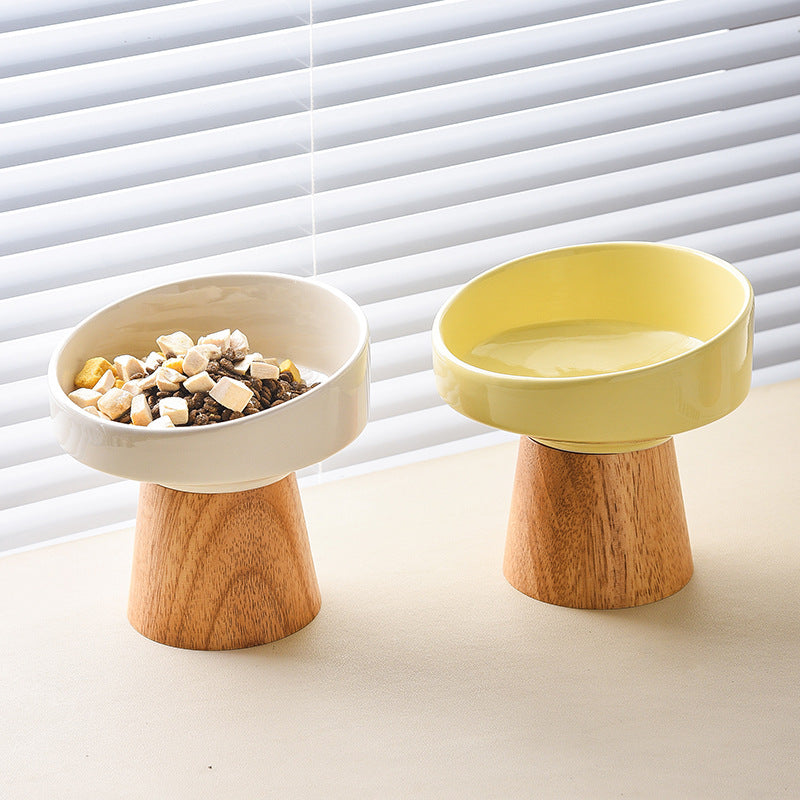 Pet Ceramic Elevated Food And Water Bowl Feeding Dish Plate