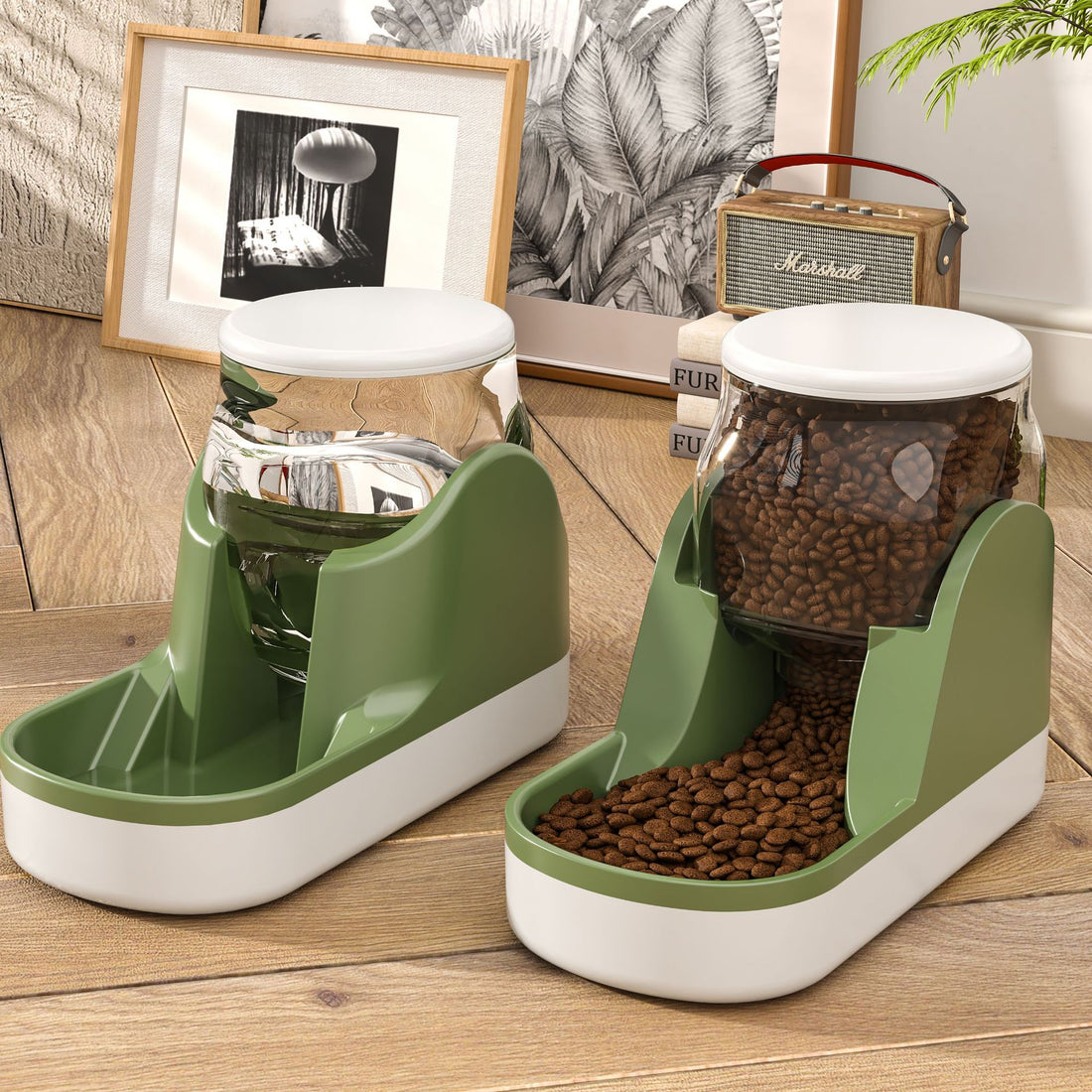 Pet Automatic Food And Water Fountain Dispenser Large Capacity Feeder