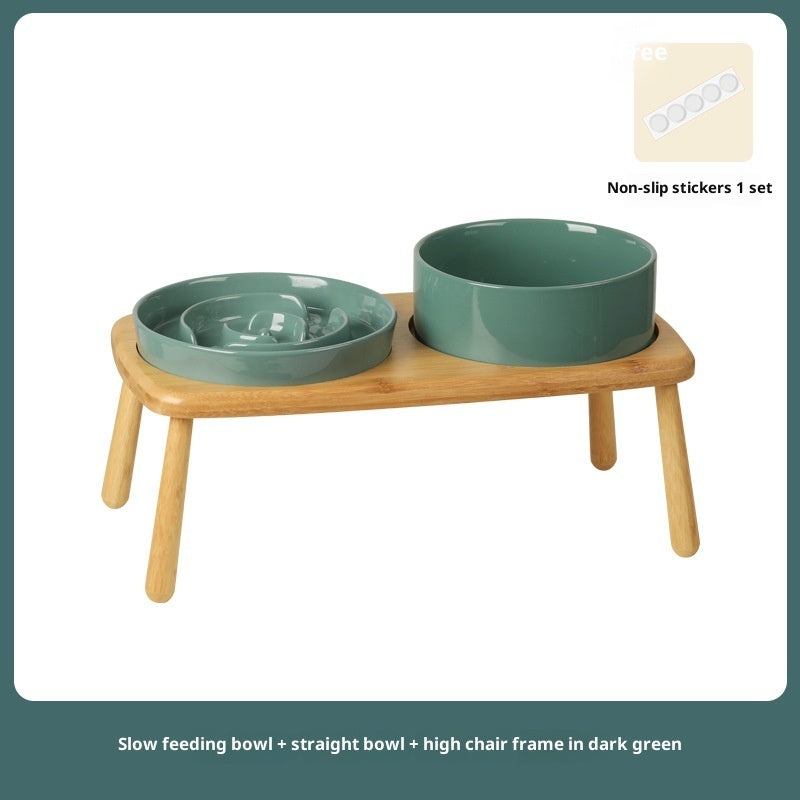 Pet Ceramic Slow Feeding Anti Choking Tip Proof Feeder Bowl